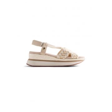 Sandale-espadrile wedge Ugunja - Alb murdar