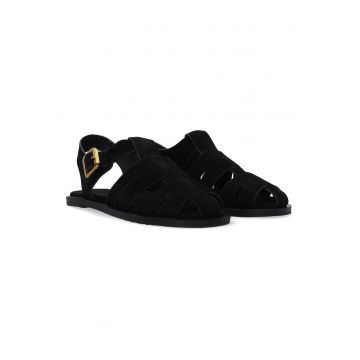Sandale fisherman din piele intoarsa cu catarama -
