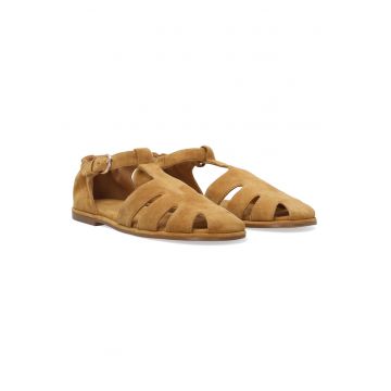 Sandale fisherman din piele intoarsa cu talpa joasa