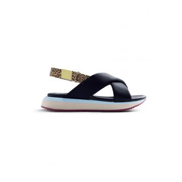 Sandale flatform cu animal print Talisay - Negru
