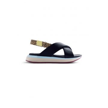 Sandale flatform cu animal print Talisay - Negru