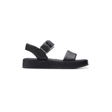 Sandale flatform de piele - Negru