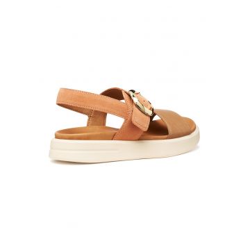 Sandale flatform din piele intoarsa - Bej