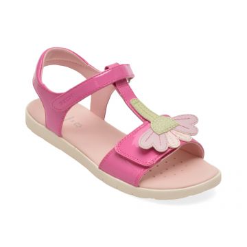Sandale GEOX fucsia, J65P1C, din piele ecologica lacuita