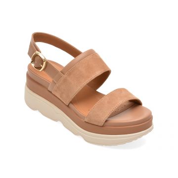 Sandale GEOX maro, D65HBA, din piele intoarsa