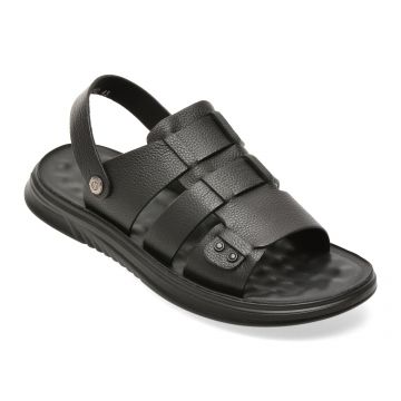 Sandale OTTER negre, D6202, din piele naturala