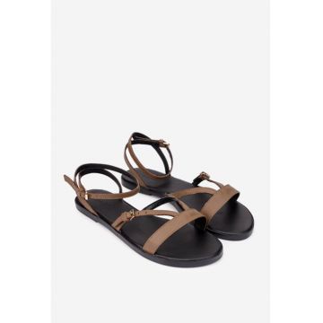 Sandale piele taupe - Maro taupe