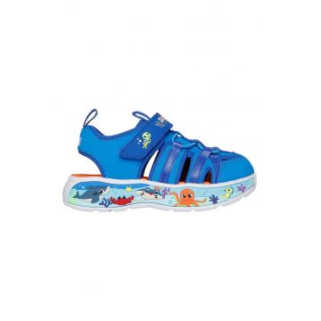 Sandale Play Scene Splash de piele ecologica cu velcro - Portocaliu/Albastru