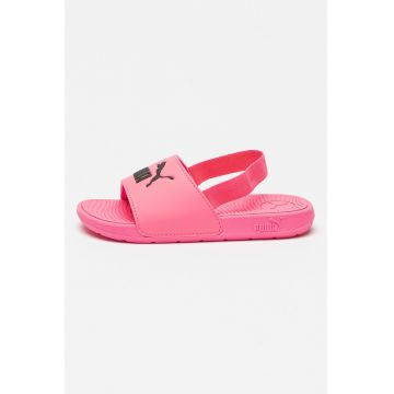 Sandale slingback cu logo Cool Cat 2.0 - Negru/Roz neon