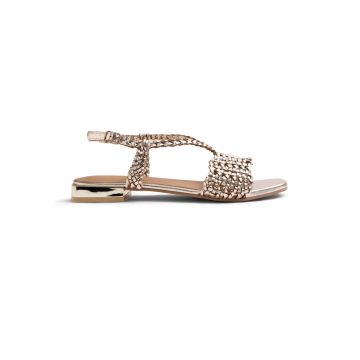 Sandale slingback din piele cu aspect impletit Kitunda - Auriu platinat