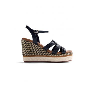 Sandale wedge cu aspect impletit Karatina - Negru