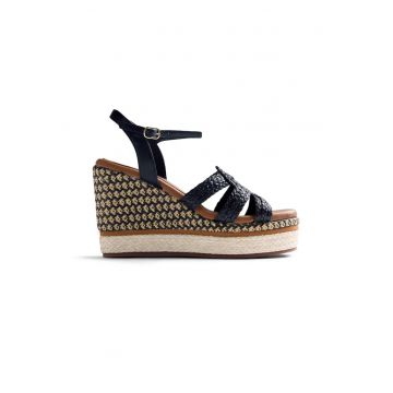 Sandale wedge cu aspect impletit Karatina - Negru