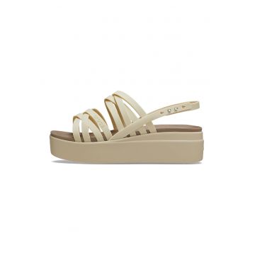 Sandale wedge cu logo Brooklyn - Bej