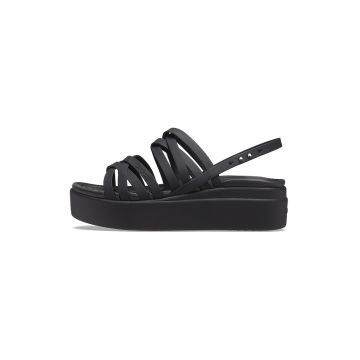 Sandale wedge cu logo Brooklyn - Negru