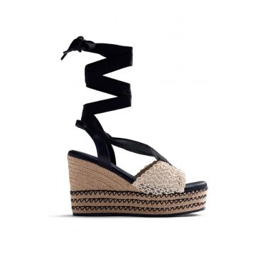 Sandale wedge cu siret Dagenham - Negru/Alb murdar