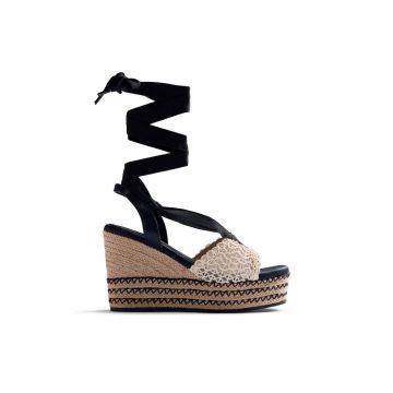 Sandale wedge cu siret Dagenham - Negru/Alb murdar