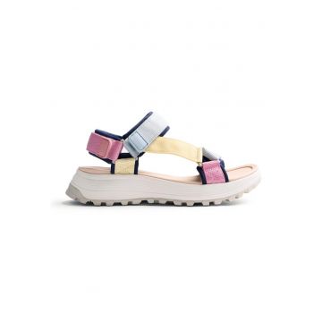 Sandale wedge cu velcro Mazuri - Roz/Albastru deschis