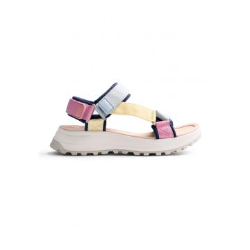 Sandale wedge cu velcro Mazuri - Roz/Albastru deschis