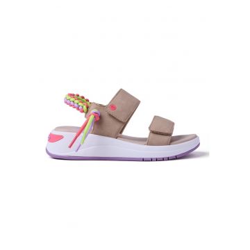 Sandale wedge cu velcro Tabuk - Bej