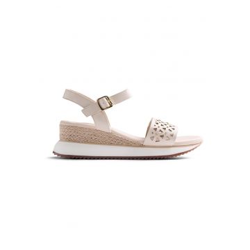 Sandale wedge de piele ecologica Wete - Alb murdar