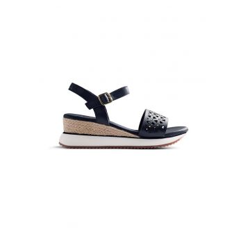 Sandale wedge de piele ecologica Wete - Negru
