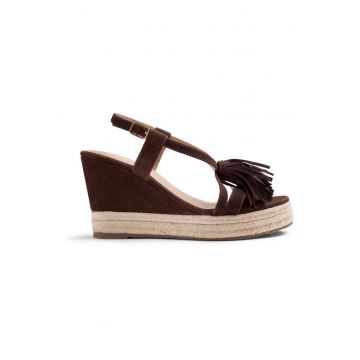 Sandale wedge de piele intoarsa Kilosa - Maro inchis