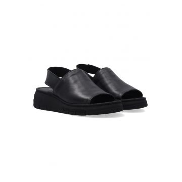 Sandale wedge din piele cu curea eleastica