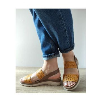 Sandale Casual Dama  12514Gt Mostar 08-N Galbene + Maro - Galben - Galben