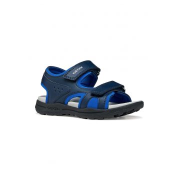 Sandale cin piele ecologica cu bemzi velcro Vaniet - Albastru inchis/Albastru royal