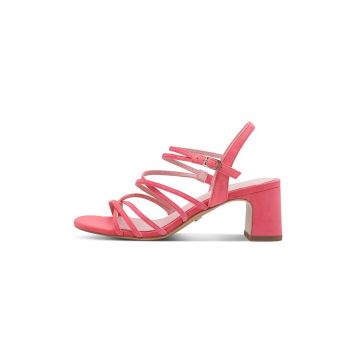 Sandale cu barete multiple si toc masiv - Fucsia