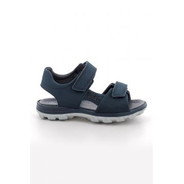Sandale cu inchidere velcro si model uni - Albastru inchis