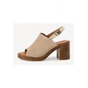 Sandale cu toc gros  1-28304-44 - bej - Bej