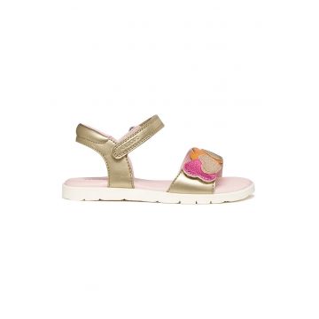 Sandale cu velcro Joyfoot - Auriu/Roz