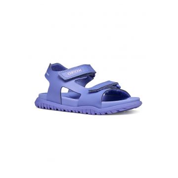 Sandale cu velcro si logo discret - Liliac prafuit