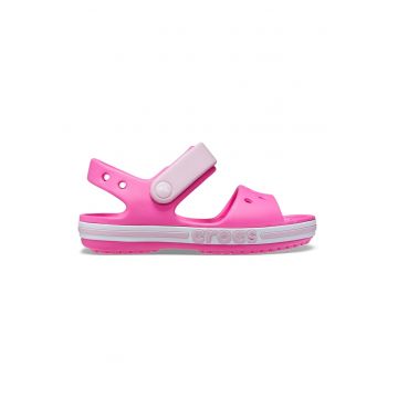 Sandale cu velcro si logo - Fucsia
