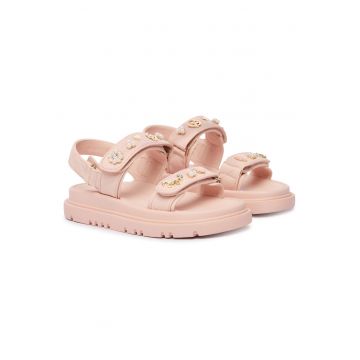 Sandale dama  piele ecologica - roz - talpa groasa - sistem inchidere Velcro