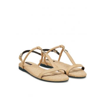 Sandale dama -  piele naturala - Apricot Beige