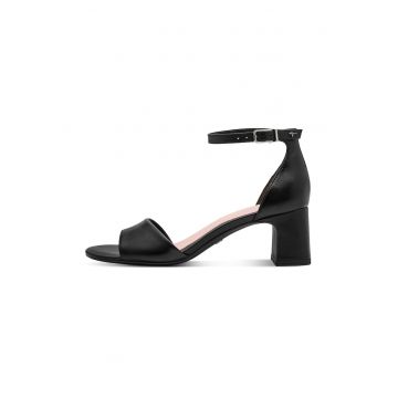 Sandale de piele cu bareta pe glezna - Negru