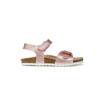 Sandale de piele ecologica cu velcro Adriel - Roz