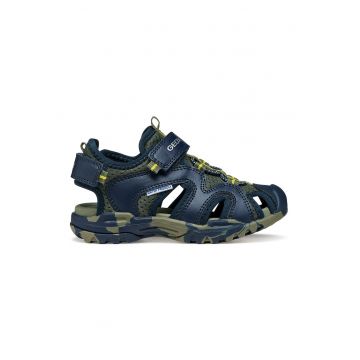 Sandale de piele ecologica si material textil cu banda velcro Borealis