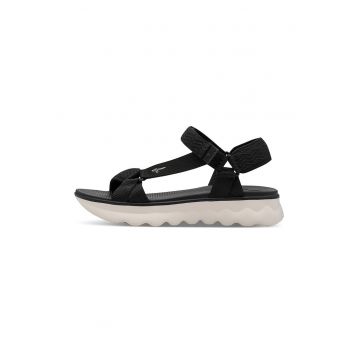 Sandale din material textil cu velcro - Negru