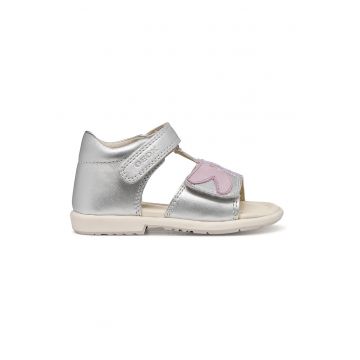 Sandale din piele cu banda velcro - Lila/Roz pal/Argintiu