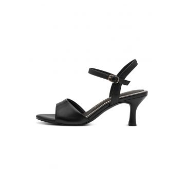 Sandale din piele cu bareta pe glezna - Negru