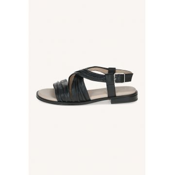 Sandale din piele cu catarama - Negru/Bej deschis