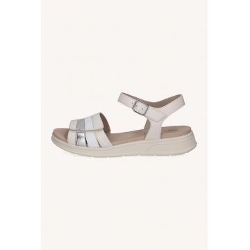 Sandale din piele cu design velcro - Auriu/Maro nisip/Bej deschis