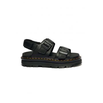Sandale din piele cu talpa flatform si catarame ZebZag - Negru