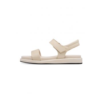 Sandale din piele cu velcro - Crem