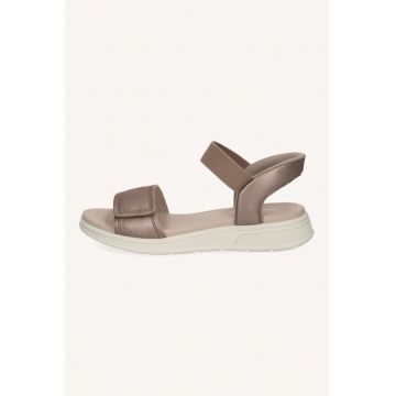 Sandale din piele cu velcro - Maro taupe/Alb murdar