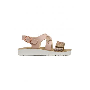 Sandale din piele ecologica - Auriu/Nude rose