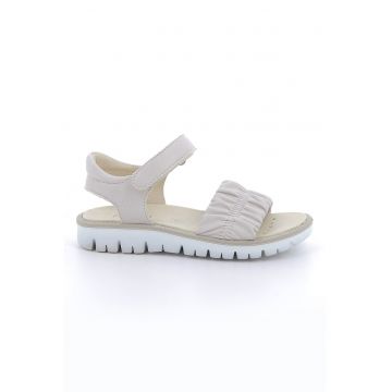 Sandale din piele ecologica cu inchidere velcro - Alb